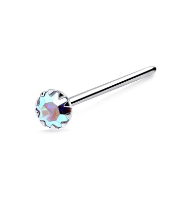 Prong Set CZ Silver Straight Nose Stud NSKA-687